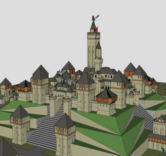 龙之城建筑SU模型下载_sketchup草图大师SKP模型