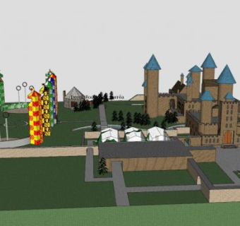 霍格沃茨城堡户外古建筑SU模型下载_sketchup草图大师SKP模型