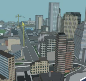 城市规划建筑中心SU模型下载_sketchup草图大师SKP模型