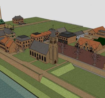 荷兰村庄建筑SU模型下载_sketchup草图大师SKP模型