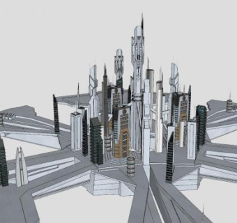 亚特兰提斯城市船户外建筑SU模型下载_sketchup草图大师SKP模型