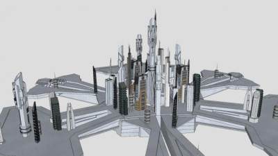 亚特兰提斯城市船户外建筑SU模型下载_sketchup草图大师SKP模型