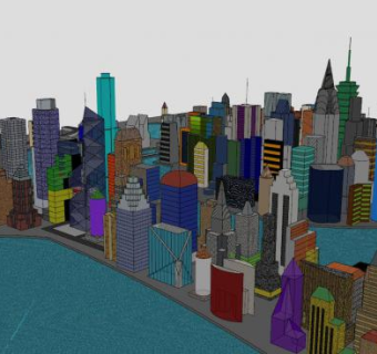 摩天大楼城市建筑SU模型下载_sketchup草图大师SKP模型