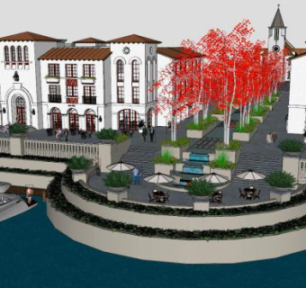 海滨长廊建筑SU模型下载_sketchup草图大师SKP模型