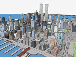 <em>曼哈顿</em>岛建筑中心SU模型下载_sketchup草图大师SKP模型