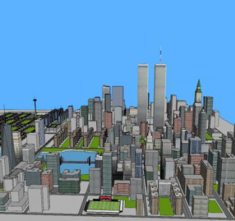 户外城市中心建筑SU模型下载_sketchup草图大师SKP模型