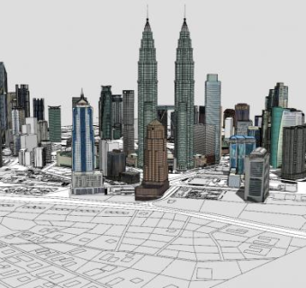 吉隆坡市建筑中心SU模型下载_sketchup草图大师SKP模型