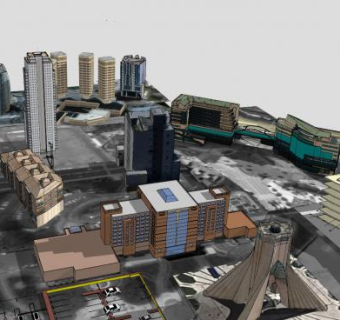 城市规划中心SU模型下载_sketchup草图大师SKP模型