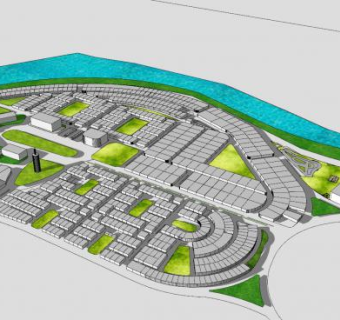 现代住房规划建筑SU模型下载_sketchup草图大师SKP模型
