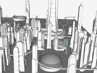 <em>未</em>完成城市规划SU模型下载_sketchup草图大师SKP模型