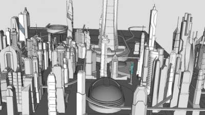 未完成城市规划SU模型下载_sketchup草图大师SKP模型