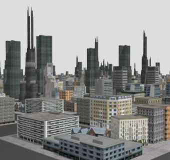 未来式城市中心SU模型下载_sketchup草图大师SKP模型