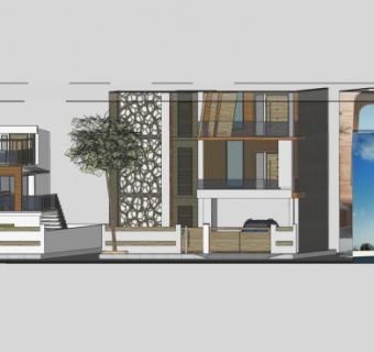 多楼建筑平方建筑SU模型下载_sketchup草图大师SKP模型