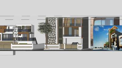 多楼建筑平方建筑SU模型下载_sketchup草图大师SKP模型