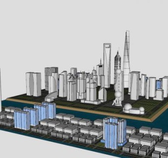 上海浦东新区建筑SU模型下载_sketchup草图大师SKP模型