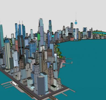 新湾城市规划SU模型下载_sketchup草图大师SKP模型
