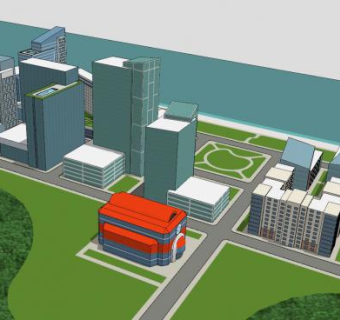 孤挺花酒店建筑SU模型下载_sketchup草图大师SKP模型