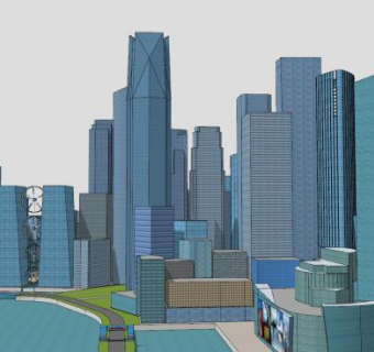 户外城市规划建筑SU模型下载_sketchup草图大师SKP模型