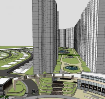 怀集恒福新里程建筑SU模型下载_sketchup草图大师SKP模型