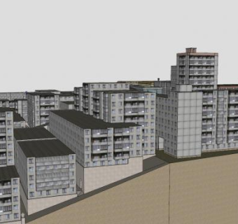 低多边形城市建筑SU模型下载_sketchup草图大师SKP模型