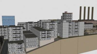 低多边形城市建筑SU模型下载_sketchup草图大师SKP模型