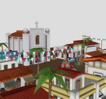 墨西哥城市建筑SU模型下载_sketchup草图大师SKP模型