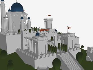 复古城堡古建筑SU模型下载_sketchup草图大师SKP模型