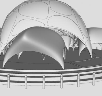 未来主义建筑中心SU模型下载_sketchup草图大师SKP模型