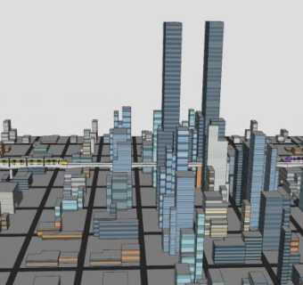 简单城市规划中心SU模型下载_sketchup草图大师SKP模型