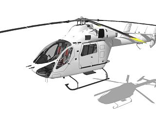 轻型双座直升机SU模型_su模型下载 草图大师模型_SKP模型