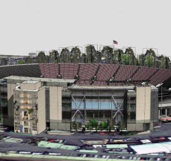 玫瑰碗体育场球场建筑SU模型下载_sketchup草图大师SKP模型