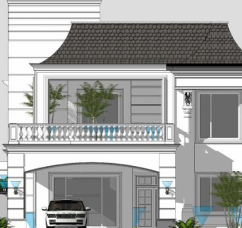 户外别墅装修SU模型下载_sketchup草图大师SKP模型