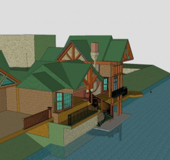 度假屋别墅建筑SU模型下载_sketchup草图大师SKP模型