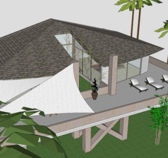 户外屋顶别墅SU模型下载_sketchup草图大师SKP模型