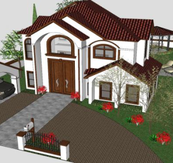 大房子别墅建筑SU模型下载_sketchup草图大师SKP模型