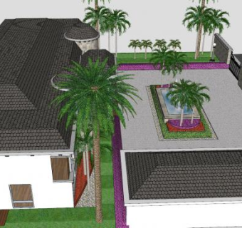 巨大豪华宅邸建筑SU模型下载_sketchup草图大师SKP模型
