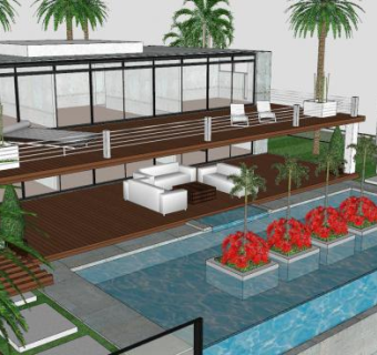 现代海滨别墅建筑SU模型下载_sketchup草图大师SKP模型