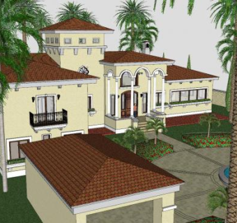 西班牙豪宅别墅SU模型下载_sketchup草图大师SKP模型