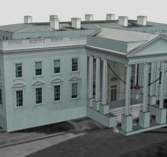 白宫别墅建筑SU模型下载_sketchup草图大师SKP模型