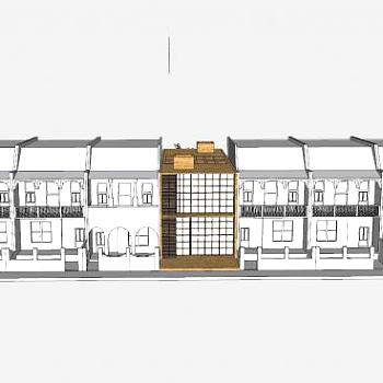 现代排房子别墅SU模型下载_sketchup草图大师SKP模型