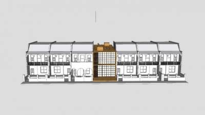 现代排房子别墅SU模型下载_sketchup草图大师SKP模型