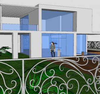 海滨户外建筑别墅SU模型下载_sketchup草图大师SKP模型