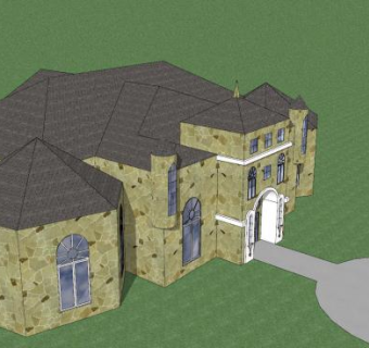 美国豪宅别墅SU模型下载_sketchup草图大师SKP模型