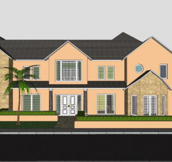 家庭住宅建筑SU模型下载_sketchup草图大师SKP模型