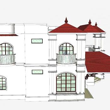 别墅建筑<em>房子住宅SU模型</em>下载_sketchup草图大师SKP模型