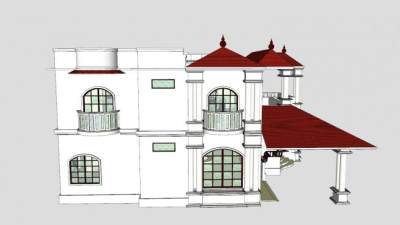 别墅建筑房子住宅SU模型下载_sketchup草图大师SKP模型