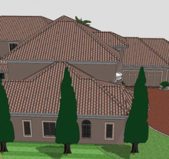 地中海城堡建筑SU模型下载_sketchup草图大师SKP模型