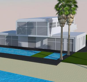 当代别墅建筑SU模型下载_sketchup草图大师SKP模型