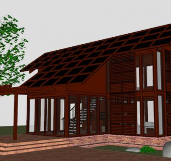 生态住宅别墅建筑SU模型下载_sketchup草图大师SKP模型
