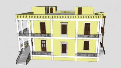 古典风格别墅SU模型下载_sketchup草图大师SKP模型